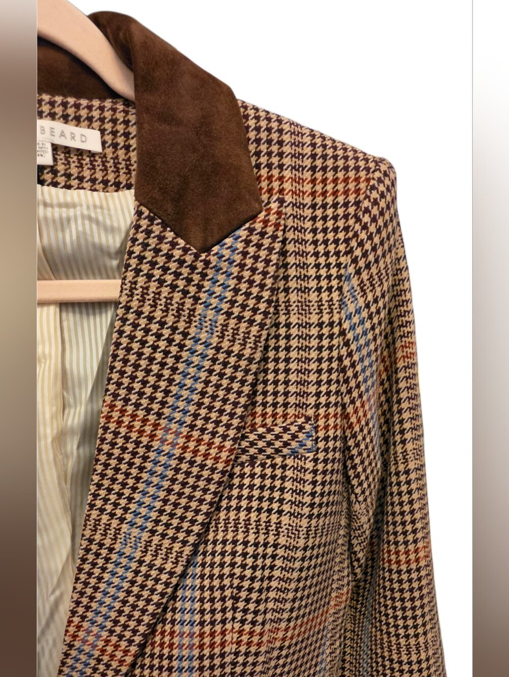 VERONICA BEARD Destry Dickey Houndstooth Checked Tweed Blazer In Chicory Multi - Picture 8 of 16